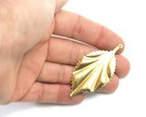 leaf shape Raw brass 59x30mm (0.5mm thickness) 1 Loop (1.83mm hole) finding charm necklace pendant 2098-350