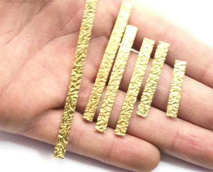 Rectangle tag textured bar W 5 L 25 35 45 50 100mm thickness 0.9mm raw brass charms findings pendants earring necklace 2104-280