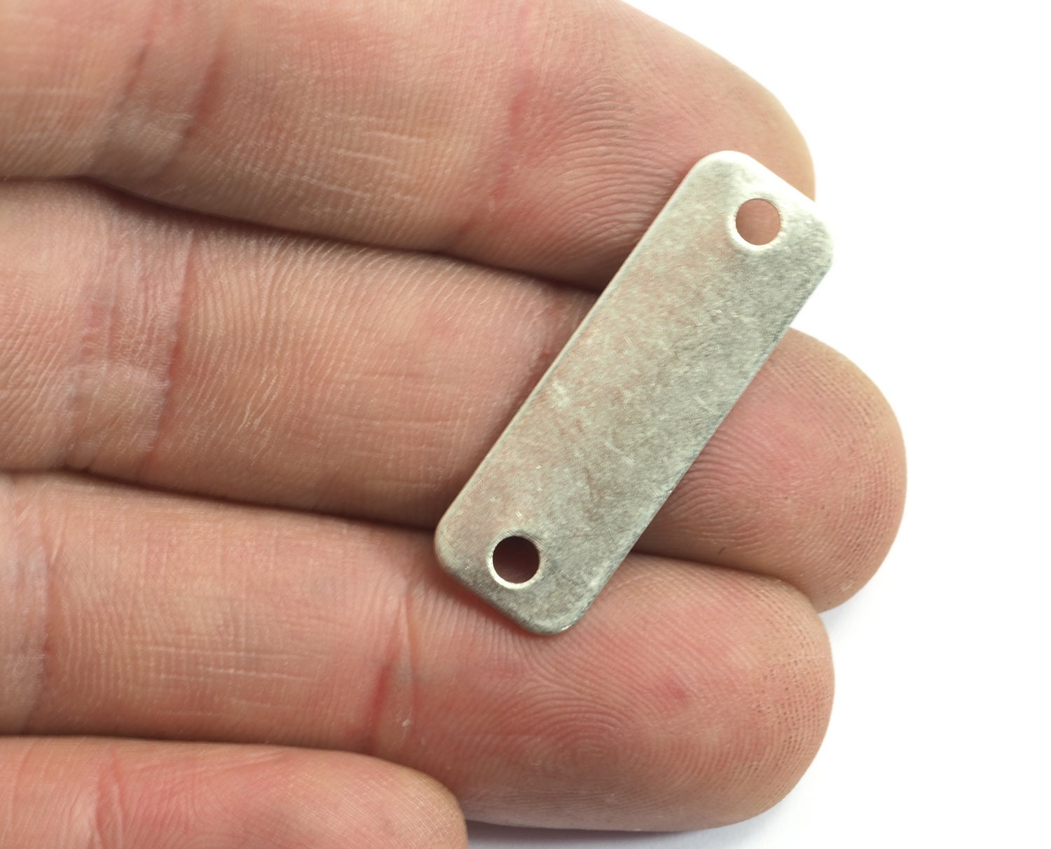 Silver plated Brass 10x30mm (0.5mm thickness)rectangle tag 2 hole connector Charms ,Findings 474R-38