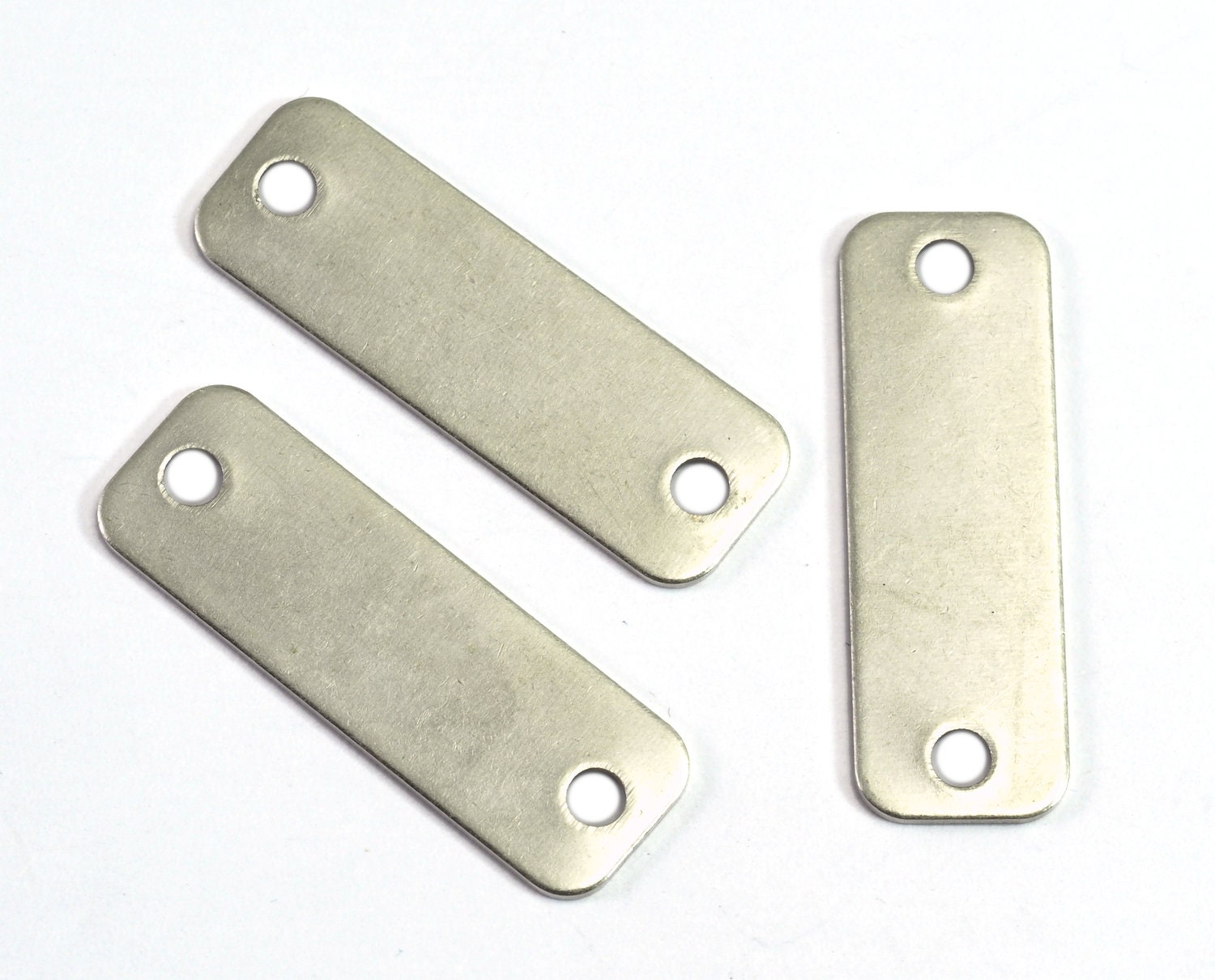 Silver plated Brass 10x30mm (0.5mm thickness)rectangle tag 2 hole connector Charms ,Findings 474R-38