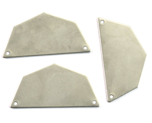 Semi octagonal 40x20mm 0.8mm Thickness 2 hole (1.63mm 14 Gauge) Antique silver plated brass stamping blanks 1984-400