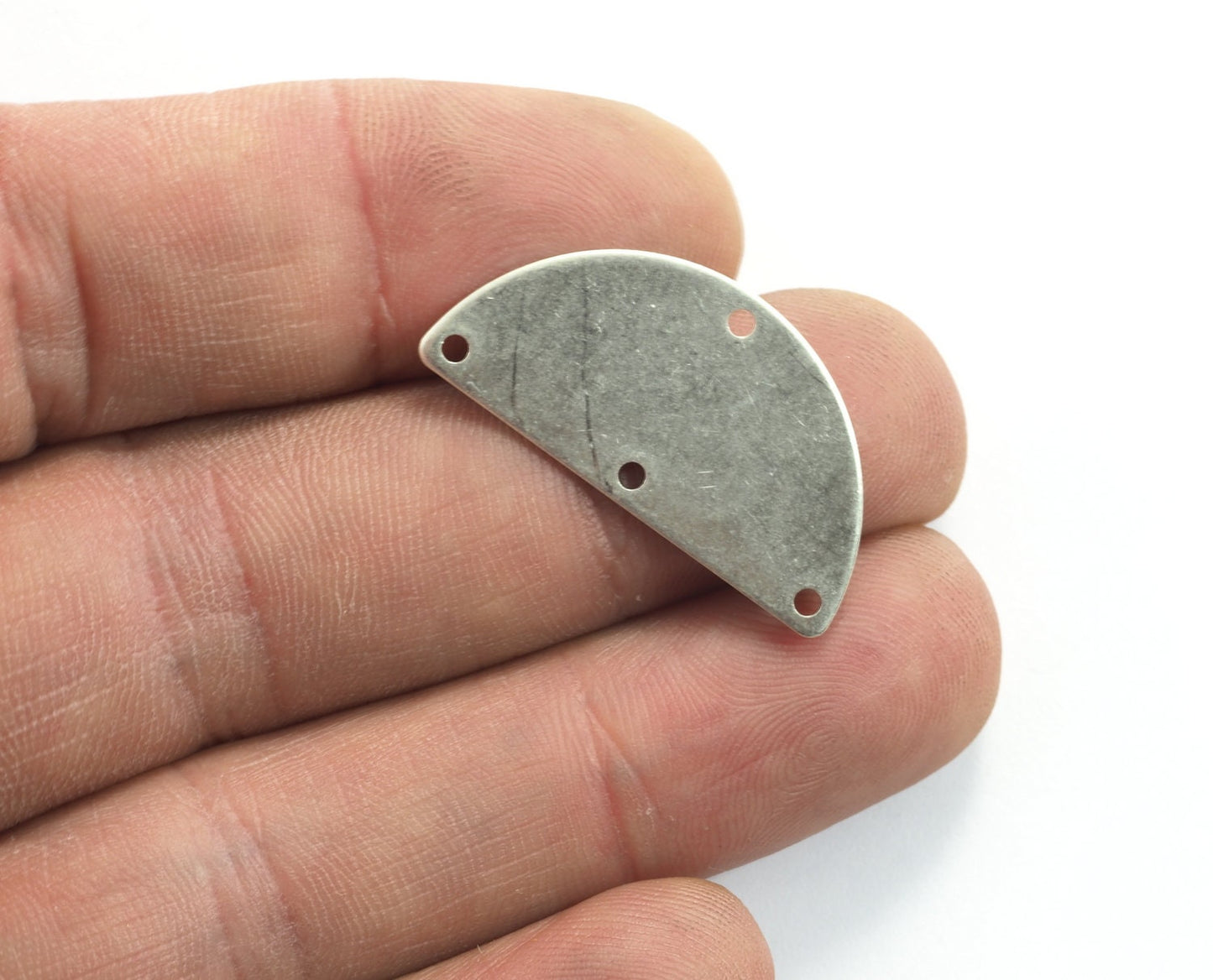 semi circle blanks half moon shape 6 hole 30x15x0.8mm Antique Silver plated brass pendant (1.6mm 14 gauge hole) SCS 1985-240