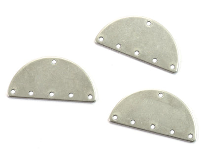 semi circle blanks half moon shape 6 hole 30x15x0.8mm Antique Silver plated brass pendant (1.6mm 14 gauge hole) SCS 1985-240