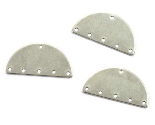 semi circle blanks half moon shape 6 hole 30x15x0.8mm Antique Silver plated brass pendant (1.6mm 14 gauge hole) SCS 1985-240