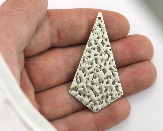 Kite shape quadrilateral textured 1 hole Antique silver plated brass 54x29.5mm stamping blank tag pendant necklace earring 2084-560