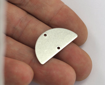 semi circle blanks half moon shape 2 hole 30x15x0.8mm Antique silver plated brass pendant (1.63mm 14 gauge hole) SCS 2000-235