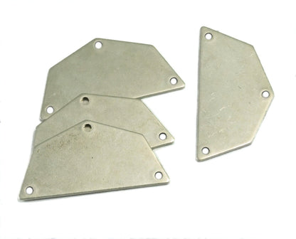 Semi octagonal 25x12.5mm 0.8mm Thickness 3 hole Antique silver plated brass stamping blanks 1982-150