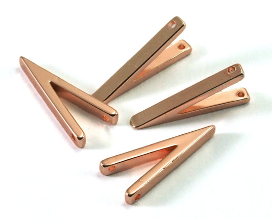 V Shape pendant Charm Rose Gold plated brass 25x11mm 2holes (1.5mm hole) necklace OZ3007