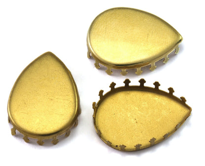 Raw Brass 18x25mm Pear Shape Setting Pendant finding for Drop Gemstone Findings 2190