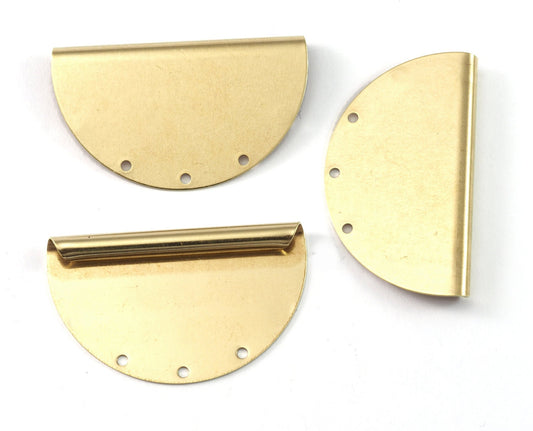 Semi Circle, Half moon 24x40mm 3 Hole pendant charms Raw brass 2197-365