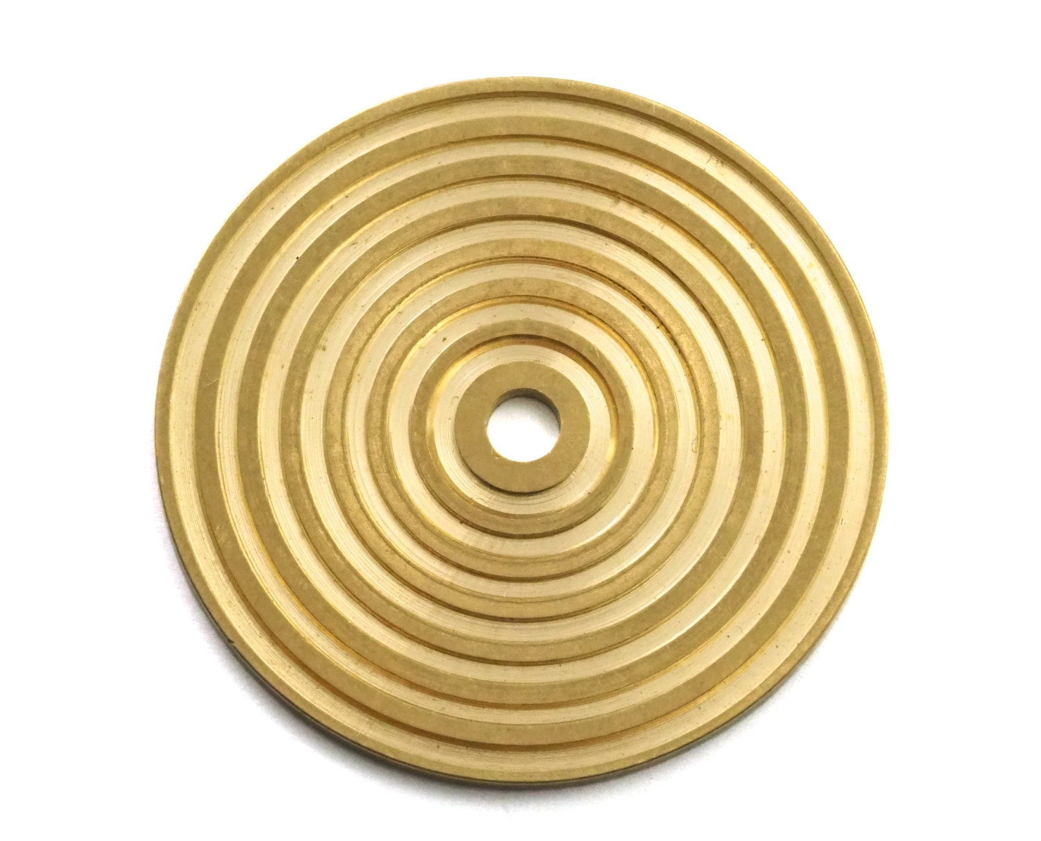 Circle round stripe carved 40mm (4mm middle hole) Raw brass pendant earring necklace 2108