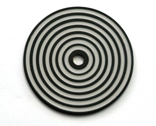 Circle round stripe carved 40mm (4mm middle hole) Black-white painted brass pendant earring necklace 2108