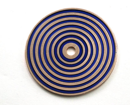 Circle round stripe carved 40mm (4mm middle hole) Dark Bluer painted rosegold plated brass pendant earring necklace 2108