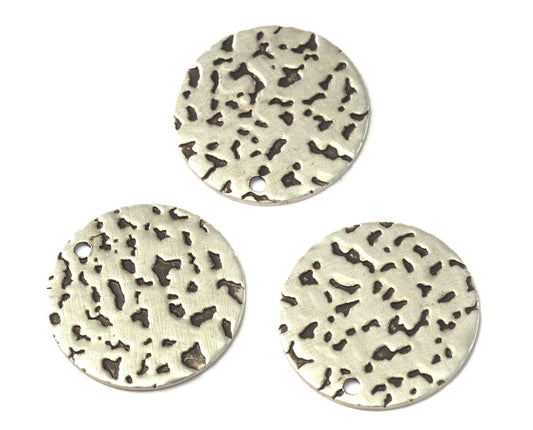 circle tag textured dimension 22mm thickness 0.9mm Antique silver plated brass charms findings pendants earring 2072-250