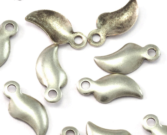 Leaf Charms Antique silver plated brass 10x4.5mm shape 1 loop earrings pendant necklace bracelet ,Findings 2029-10 tmlp