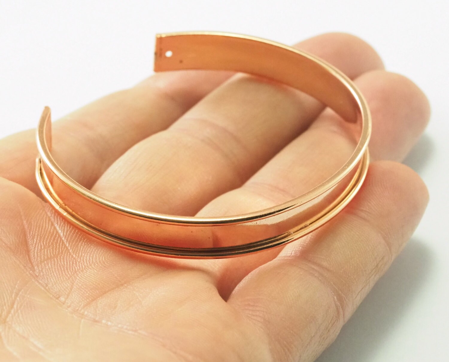 Bangle Bracelet Rose gold plated brass adjustable 8x60mm supplies findings N140