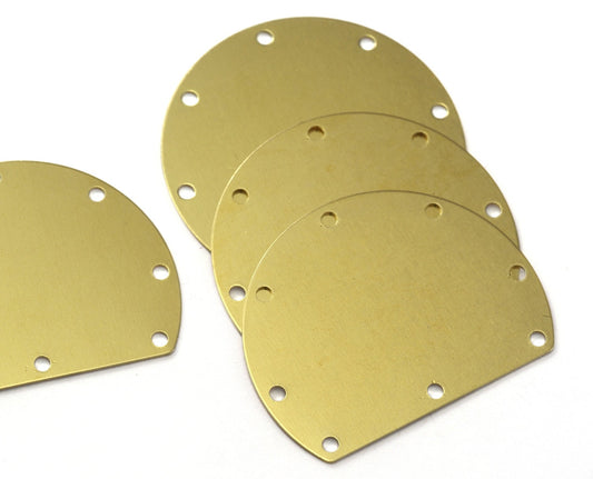 Raw brass Chord cut circle blanks 8 hole 25x32x0.5mm pendant SCS 2202-260