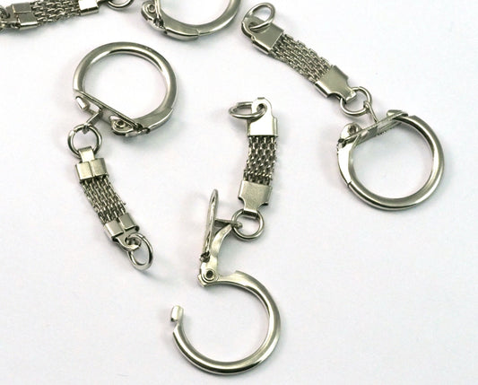 Keyring with mesh chain and jump ring Nickel plated alloy 62mm 2208