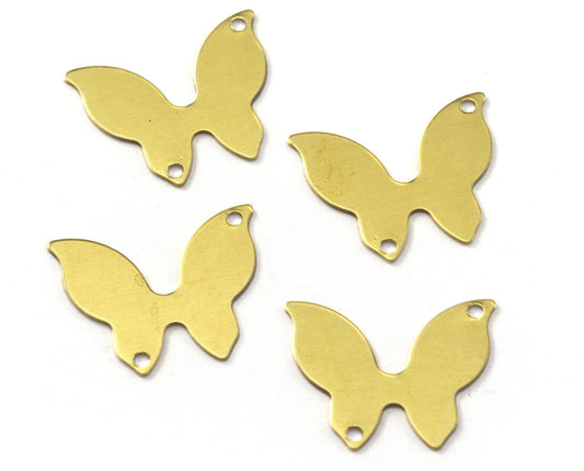 Butterfly 12x15mm 2 holes Raw brass connector findings charms blanks 2209-35