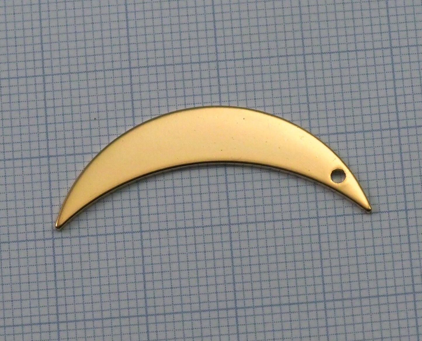 Crescent Moon one hole 35.5mm Gold plated brass pendant Findings Charms 2059-150