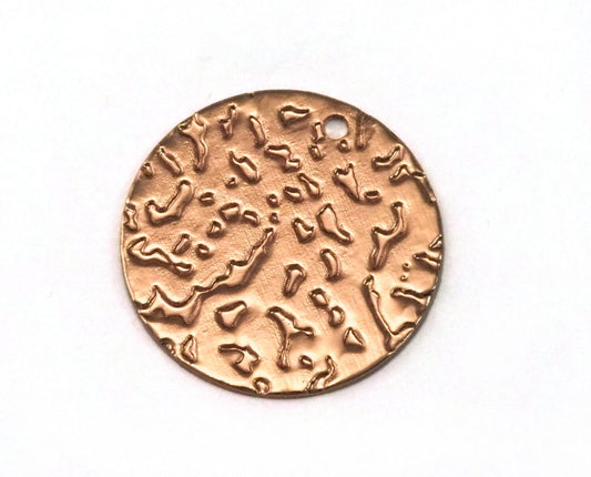 circle tag textured dimension 22mm thickness 0.9mm Rose Gold plated brass charms findings pendants earring 2072-260