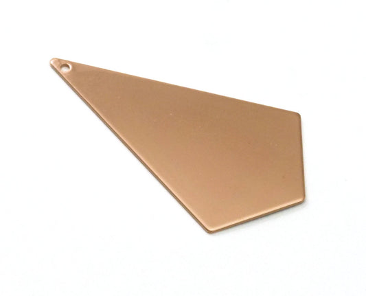 Kite shape quadrilateral 1 hole Rose Gold plated brass 54x29.5x0.9mm stamping blank tag pendant necklace earring OZ3675-600
