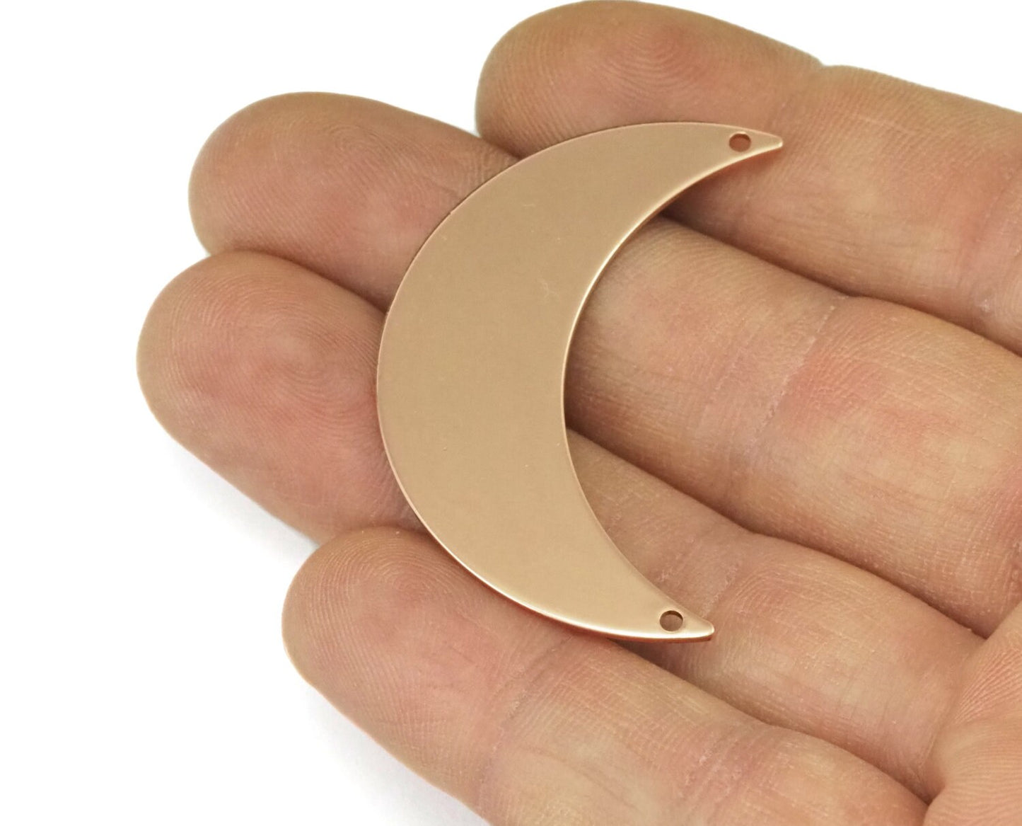 Crescent Moon 2 hole Connector tag 44mm (0.9mm thickness) (1.63mm hole)Rose gold plated brass pendant Findings Charms 2097-435