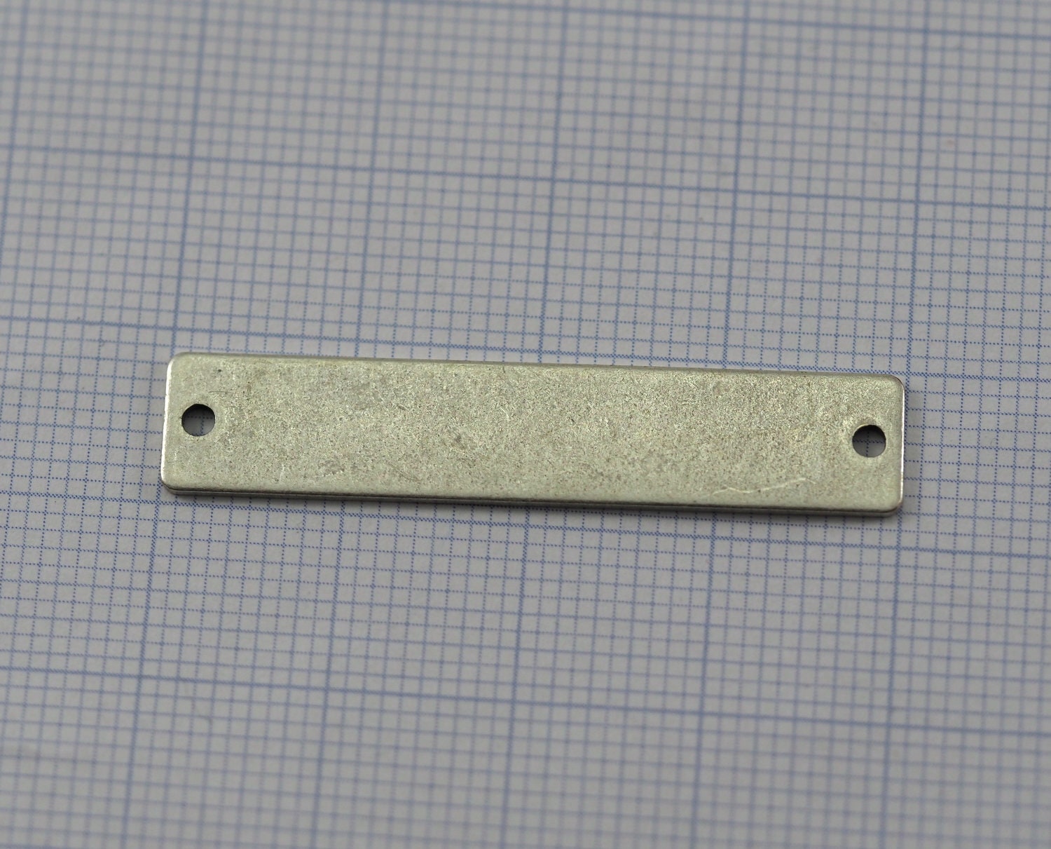 Rectangle shape stamping blank 8x40x0.8mm (20 gauge) Antique silver plated brass two hole 1214-63