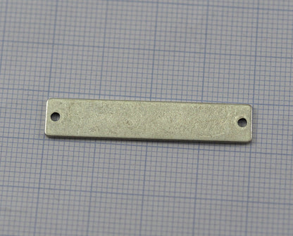 Rectangle shape stamping blank 8x40x0.8mm (20 gauge) Antique silver plated brass two hole 1214-63