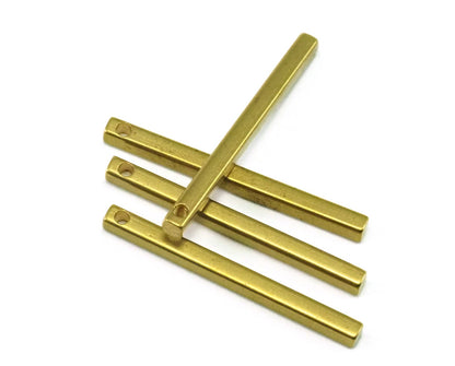 Square bar raw brass 3x35mm Hole inner: 2mm findings pendant sbl 2135