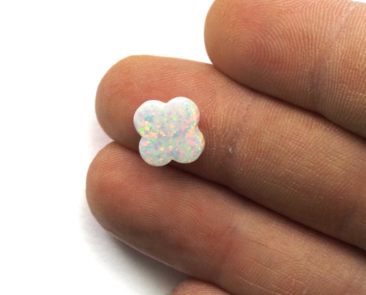 Opal quatrefoil 12mm 2.5mm thickness 20 gauge hole Lab Created Opal Synthetic 1493 OPSY