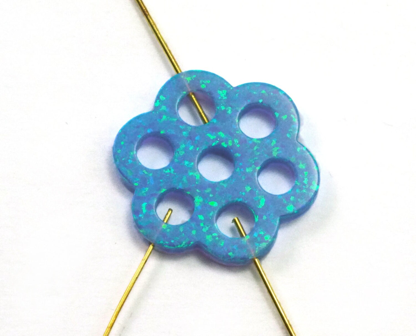 Opal Daisy 23mm 2.5mm thickness 3 holes 20 gauge holes Lab Created Opal Synthetic Pendant 1493 OPSY