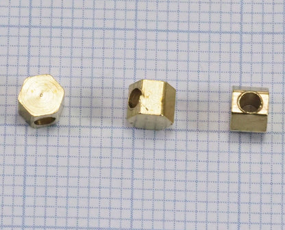 hexagonal pendant beads 4x3.5mm 1/4"x9/64" Raw Brass 1299 tmlp