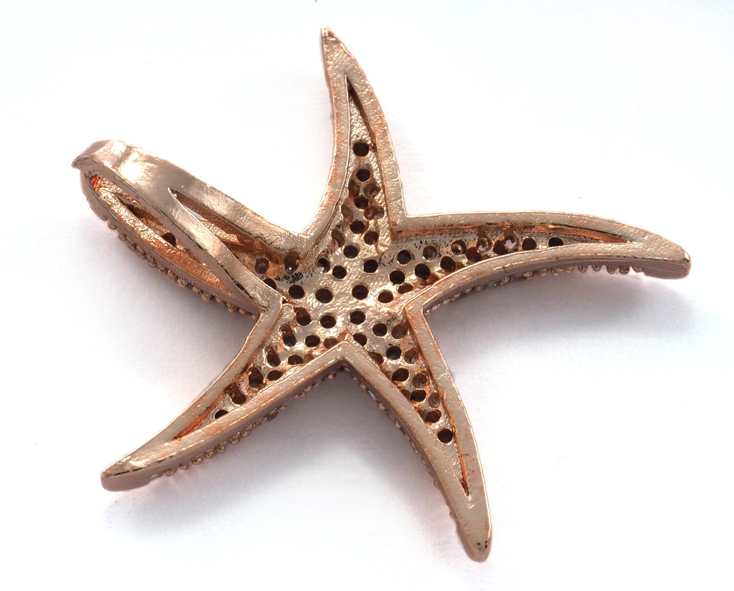 Micro Pave Starfish pendant one loop Rose gold plated Brass with crystals 2068