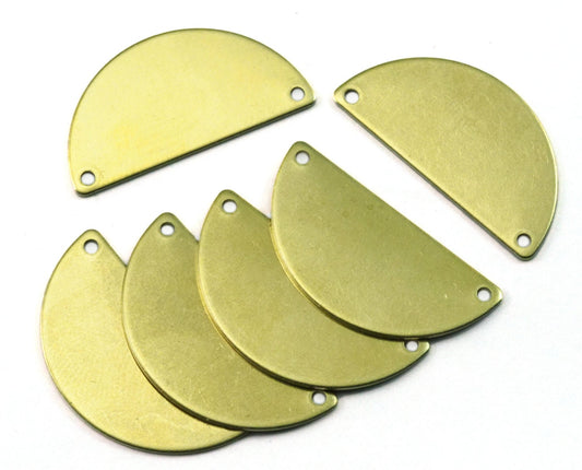 Half Moon Shape brass semi circle blanks 2 hole 30x15x0.8mm raw pendant (1.6mm 14 gauge hole) SCS 1985R-230