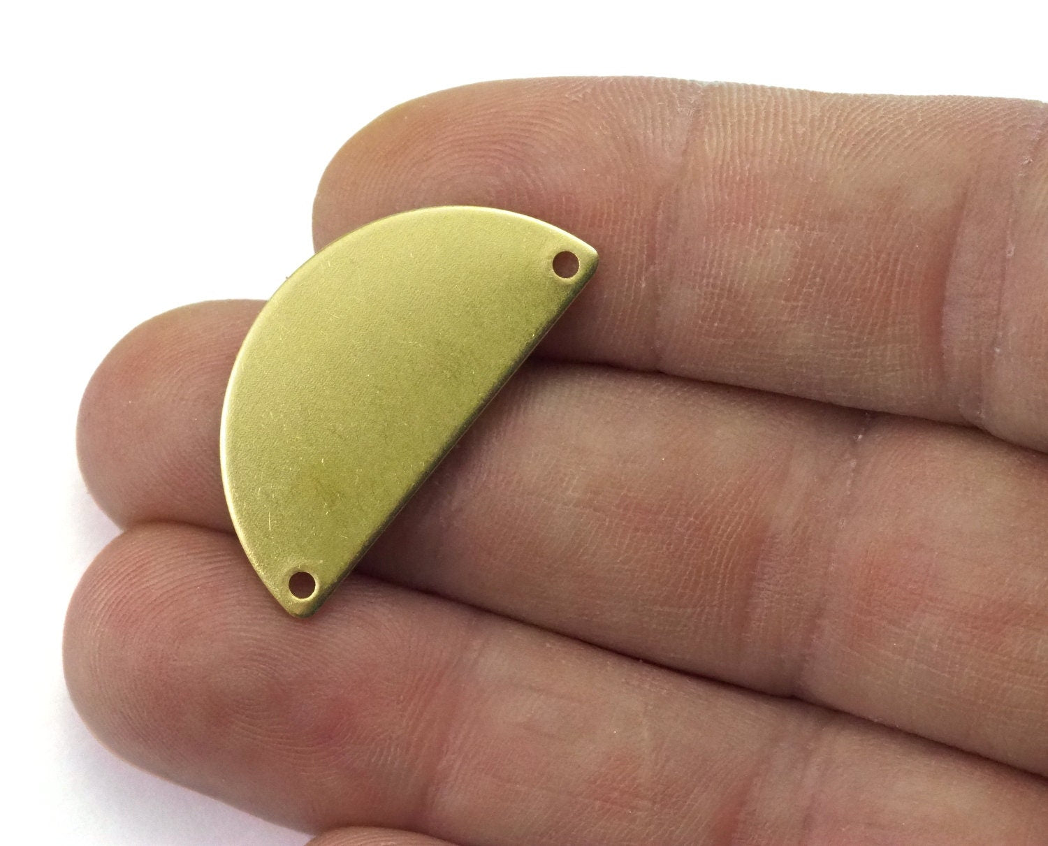 Half Moon Shape brass semi circle blanks 2 hole 30x15x0.8mm raw pendant (1.6mm 14 gauge hole) SCS 1985R-230