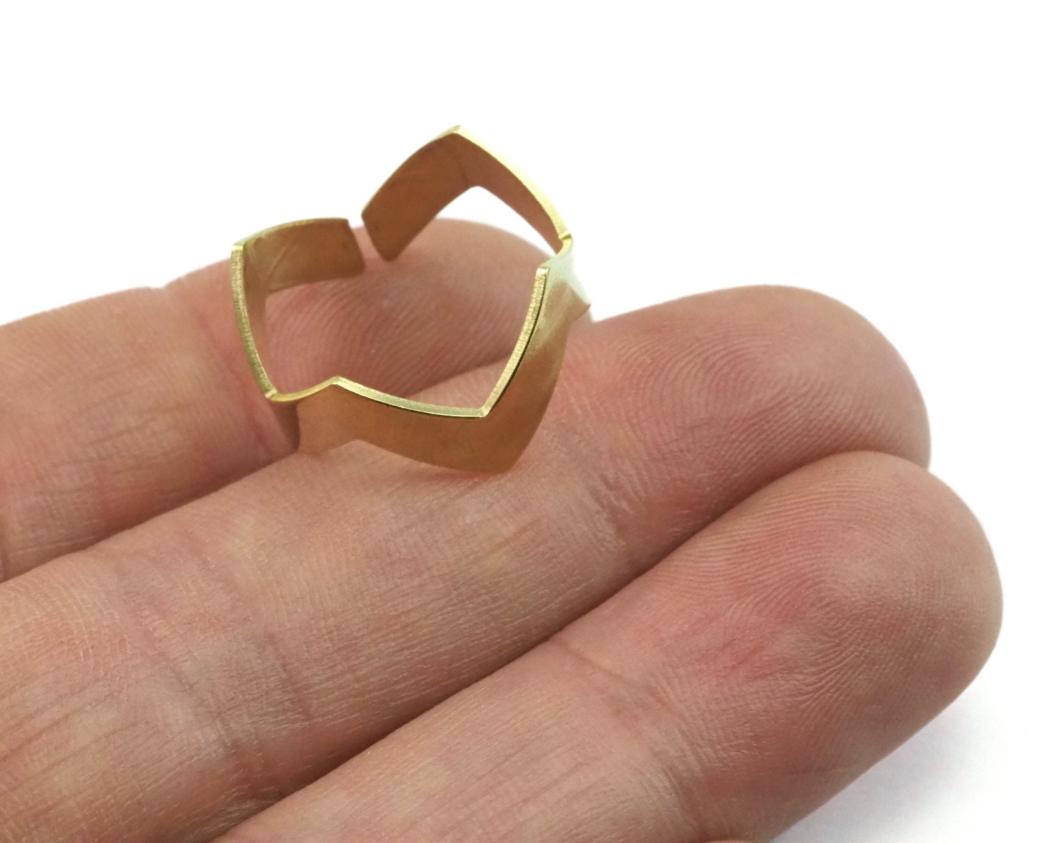 raw brass adjustable chevron knuckles ring (hole 19mmUS 9 ) 2141