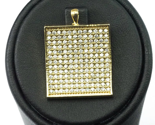 Micro Pave Curved Rectangle 27.5x20mm Gold plated Brass with crystal Pendant 2142