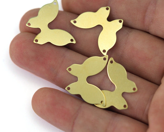 Butterfly Charm 18x23mm 4 holes Raw brass connector findings blanks 2232-90