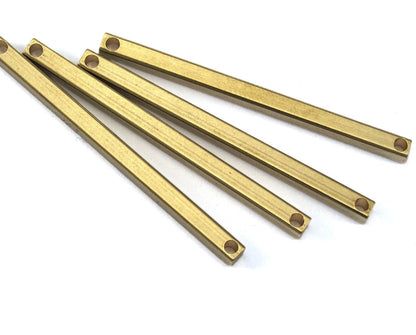 Square bar raw brass 3x45mm 2 hole connector Hole inner: 2mm findings pendant sbl 2135