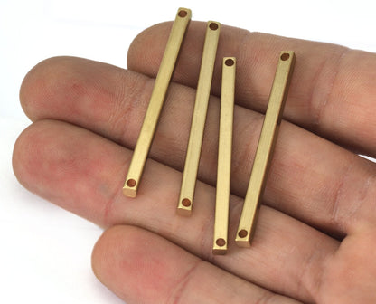 Square bar raw brass 3x45mm 2 hole connector Hole inner: 2mm findings pendant sbl 2135