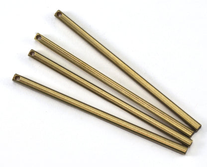 Square bar raw brass 2x45mm 1 hole "Hole inner: 1.25mm" findings pendant sbl 2236