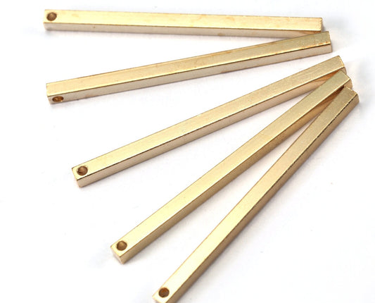 Square bar gold tone brass 2x35mm 1 hole "Hole inner: 1.25mm" findings pendant sbl 2237