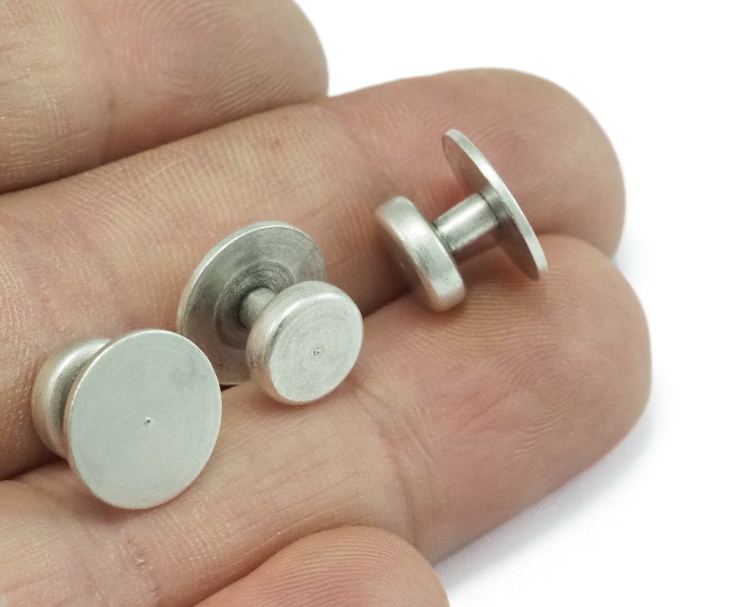12x8mm Silver plated cufflink brass studs, shirt collar tuxedo stud, industrial 1008