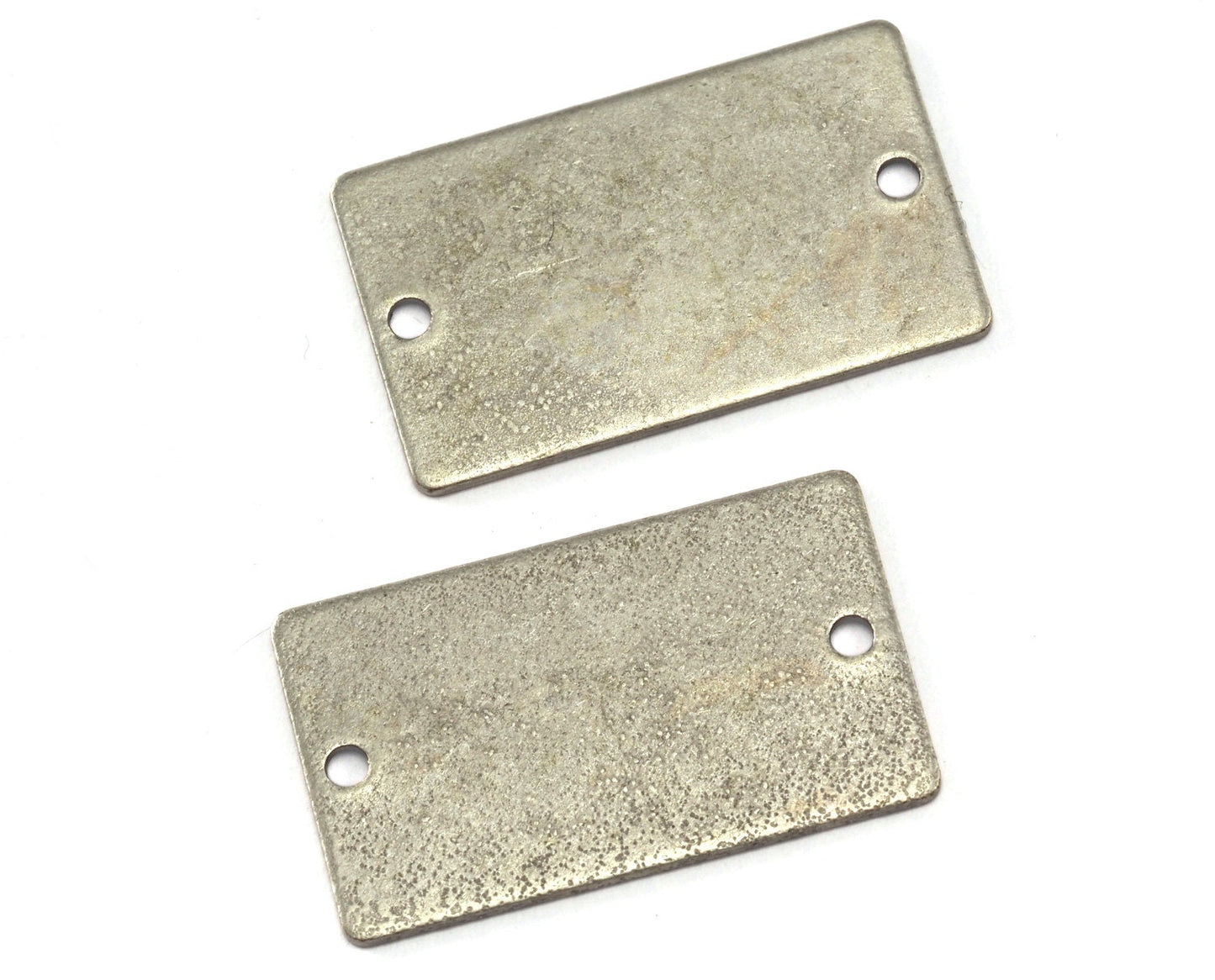 Rectangle shape blank stamping 15x25x0.8mm (20 gauge) antique silver plated brass two hole 1205-63