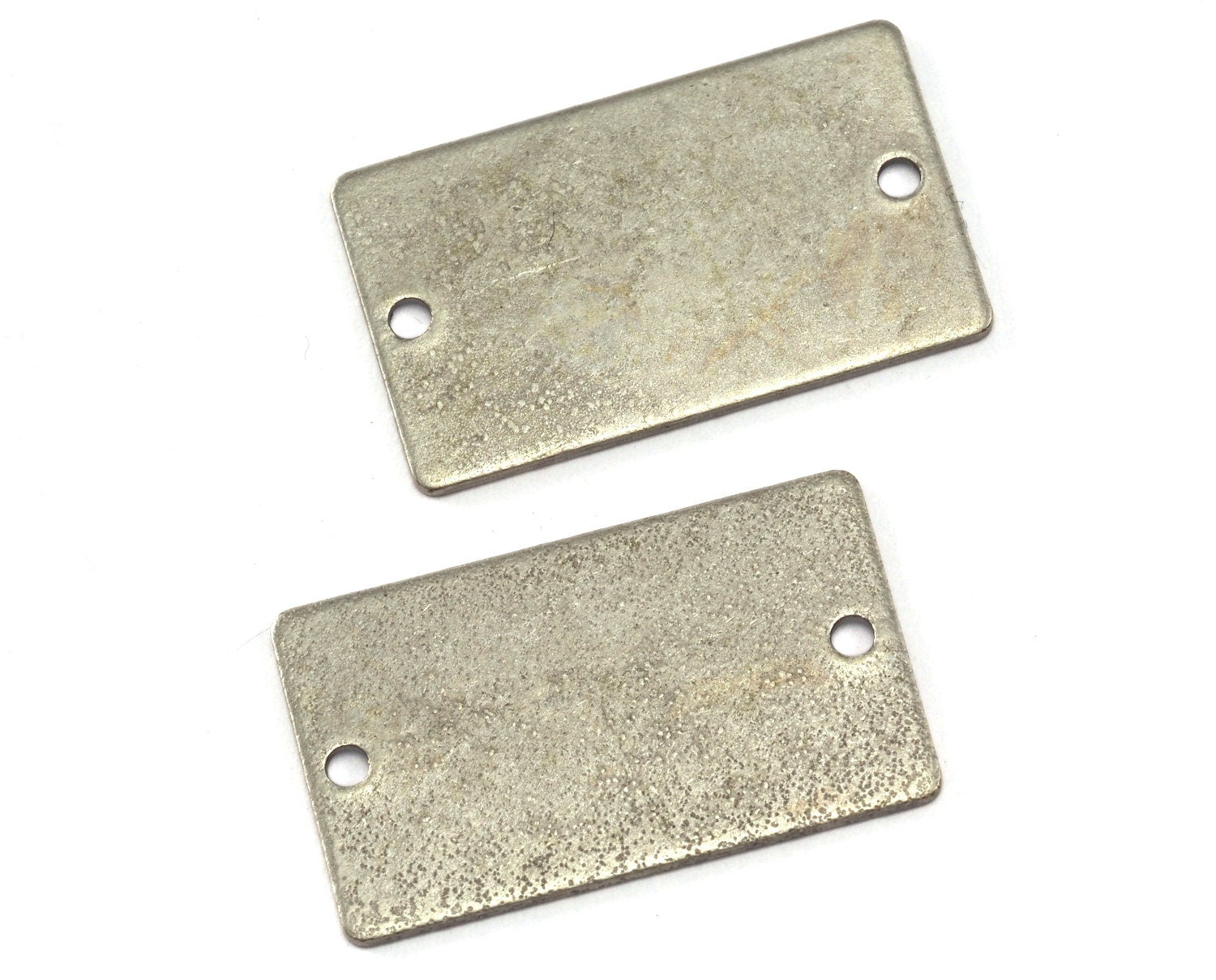 Rectangle shape blank stamping 15x25x0.8mm (20 gauge) antique silver plated brass two hole 1205-63