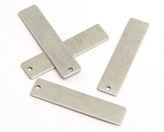 Rectangle shape stamping blank 8x35x0.8mm (20 gauge) Antique silver plated brass one hole 1213-185