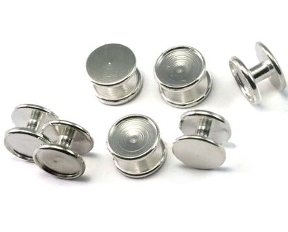 Cufflink studs, shirt collar tuxedo stud, 10x7mm Silver plated brass with 7.8mm setting CFL78 1393