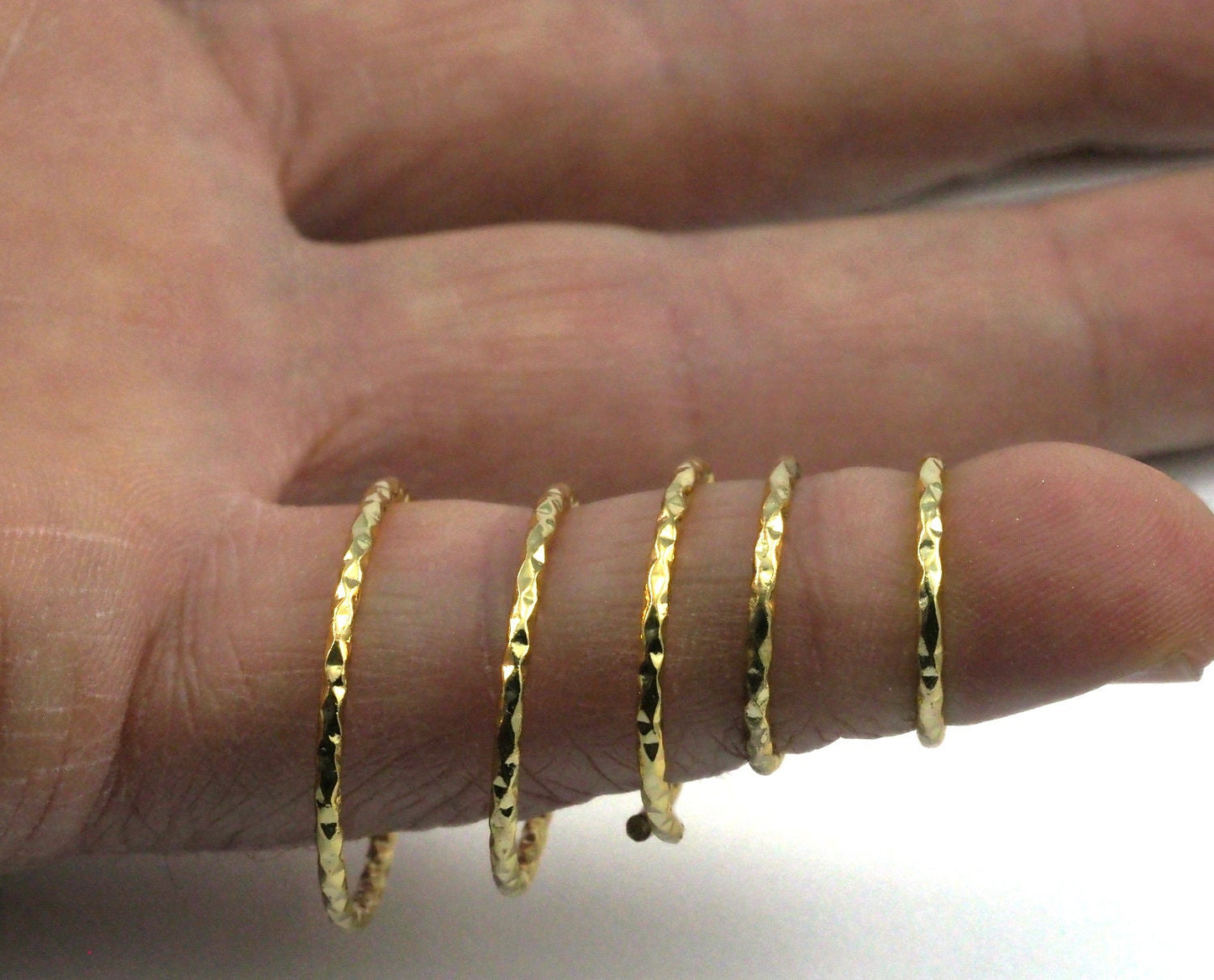 stacking ring, circle ring, Round ring knuckle ring, Gold plated brass adjustable textured 25x1.5mm (hole 22mmUS 12 3/4 ) 2187