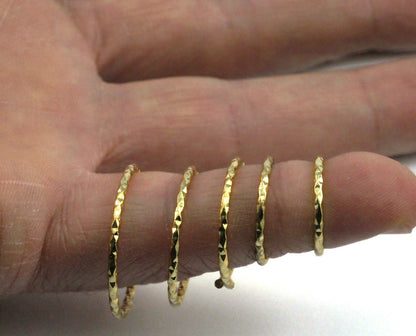 stacking ring, circle ring, Round ring knuckle ring, Gold plated brass adjustable textured 25x1.5mm (hole 22mmUS 12 3/4 ) 2187